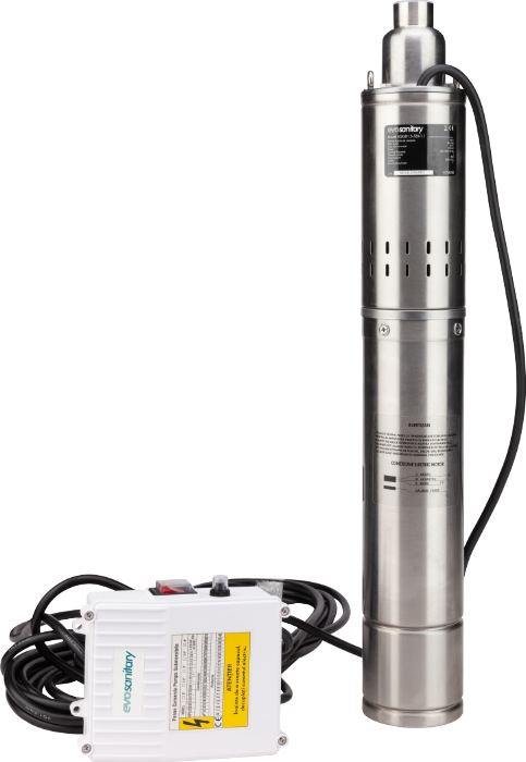 Pompă Submersibilă cu Snec EvoSanitary 4" - 1100 W, Panou de Comandă, Puțuri Forate