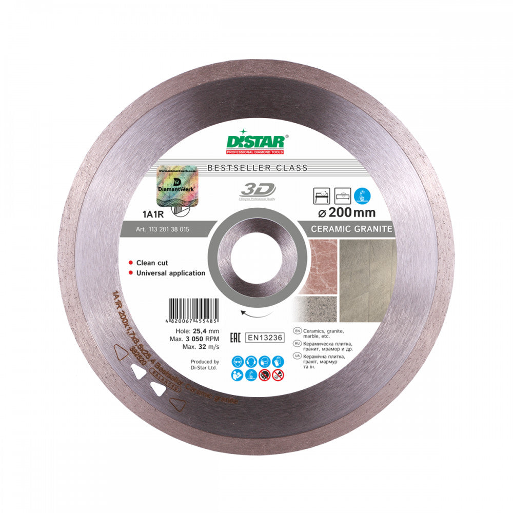Disc Diamantat Distar 1A1R Bestseller Ceramic Granite 250 x 1,7 x 10 x 25,4 mm - Tăiere Umedă