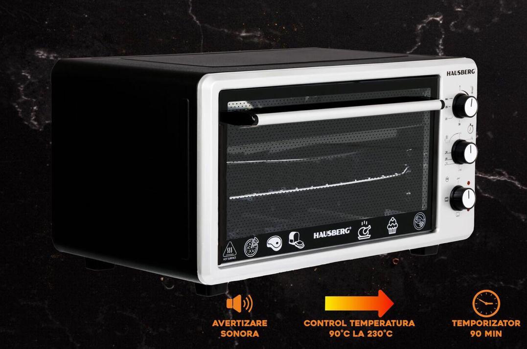 Cuptor Electric 48 L - 1800 W, Temperatură Maximă 230 °C, Timer, Grătar Inox și Tavă