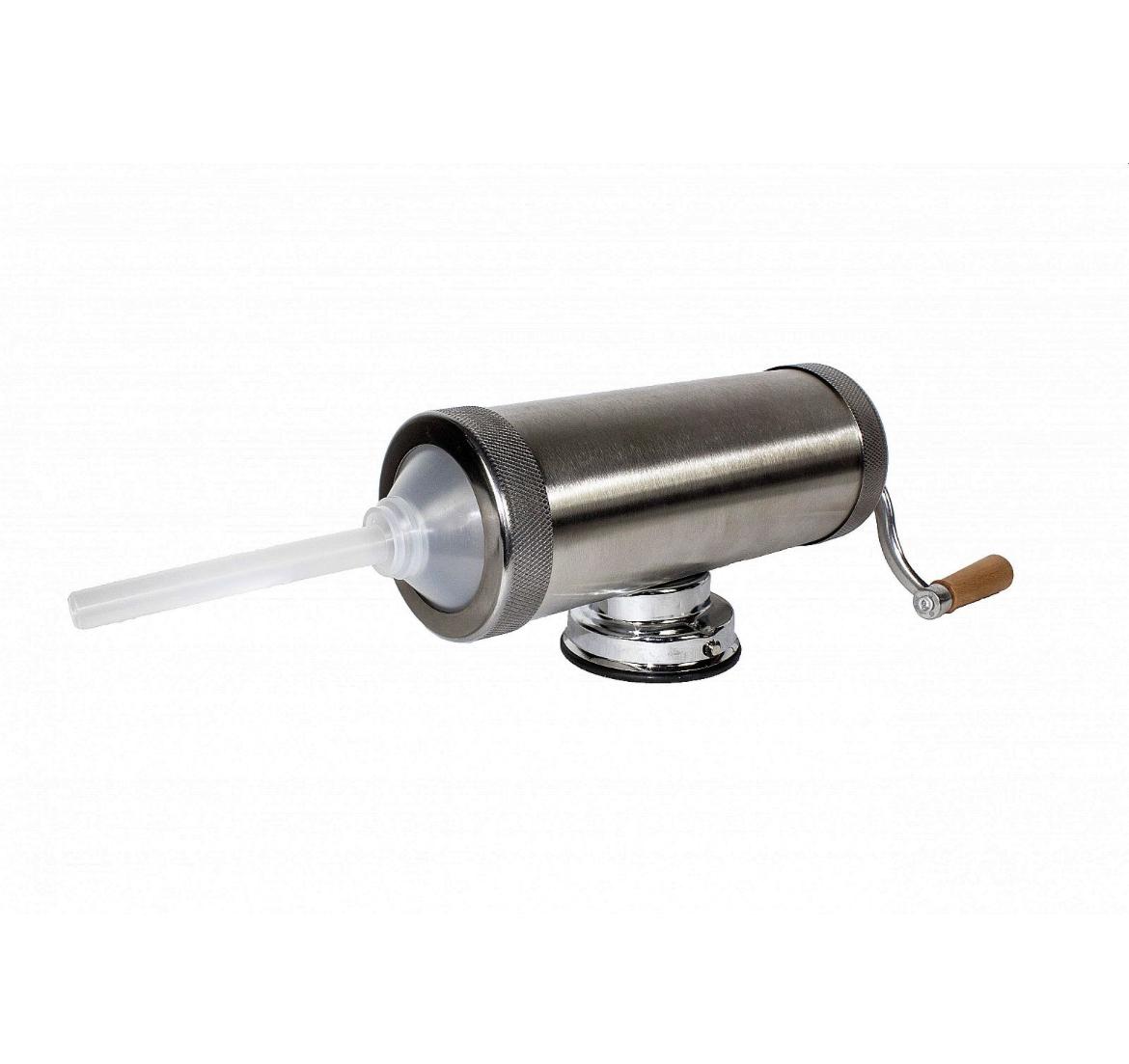 Mașină de Umplut Cârnați Orizontală Inox 2,5 kg - Tulumbă, 3 Pâlnii Incluse, Uz Casnic