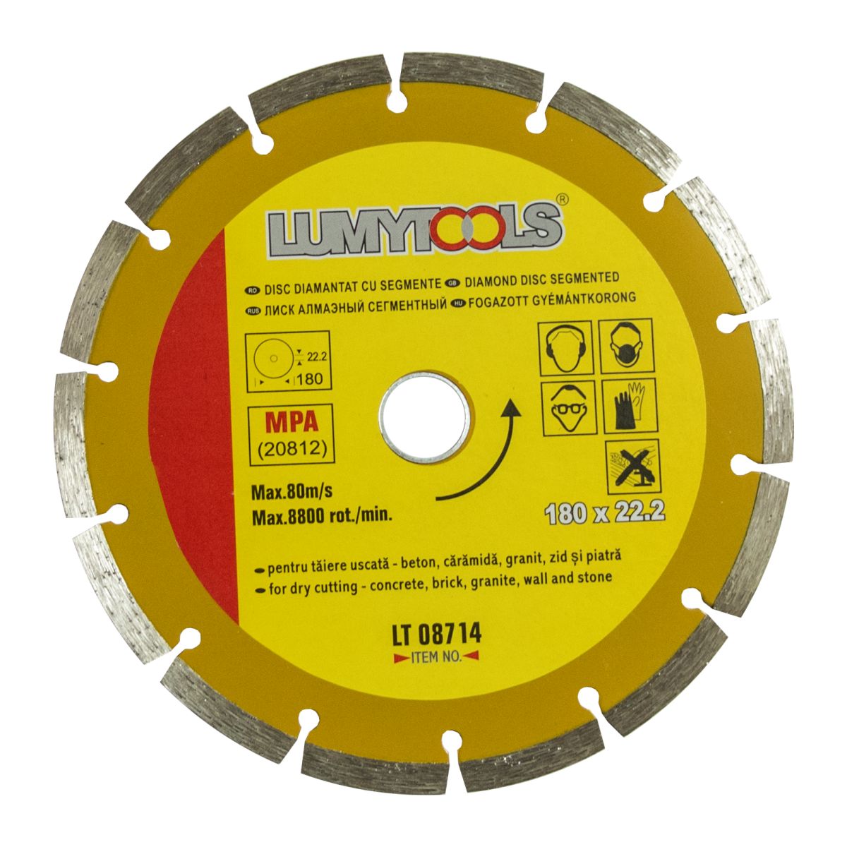 Disc Diamantat cu Segmente Ø 180 mm - Tăiere Uscată Beton, Granit, Piatră și Cărămidă