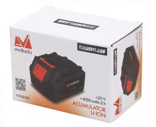 Acumulator Li-Ion EvoTools Max 20V Brushless - 4000 mAh, Indicator Nivel, fără Efect de Memorie