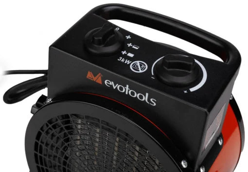 Aerotermă Electrică EvoTools cu Rezistență Ceramică - 2000 W, 230-240 V, Flux Aer 194 m3