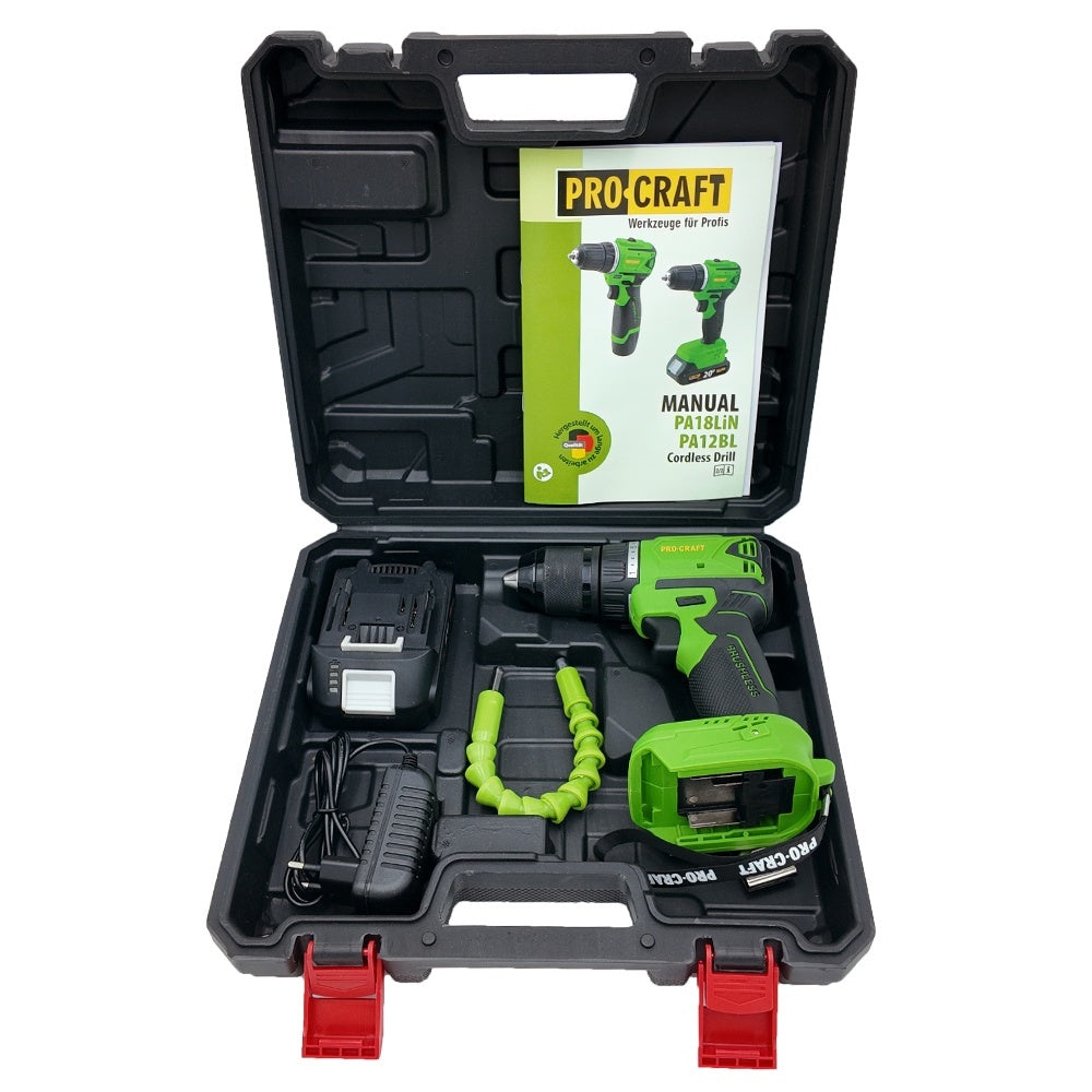 Autofiletanta pe acumulator PROCRAFT PA18LiN, 20 V DC, 2 Ah, 0-600/0-2100 rpm