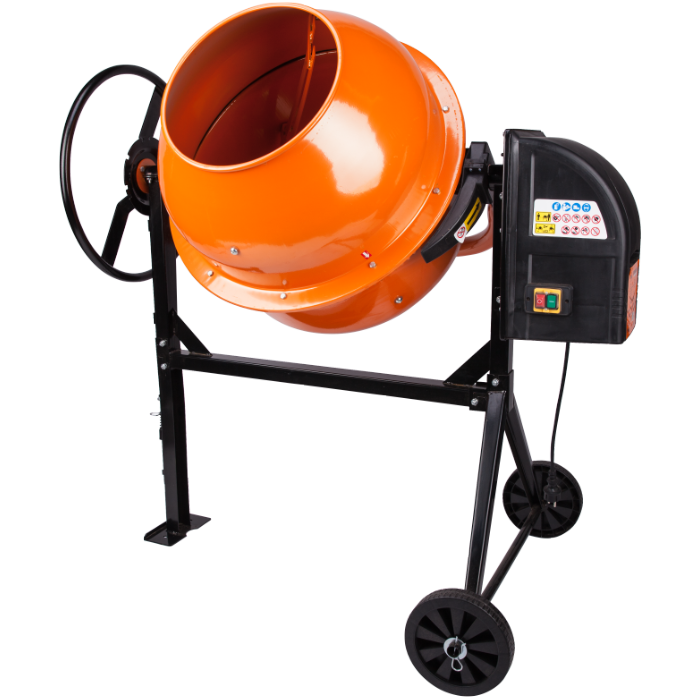 Betonieră EvoTools 130 L, 550 W - Coroană și Pinion din Fontă, 26,6 rot/min, Construcții și Renovări