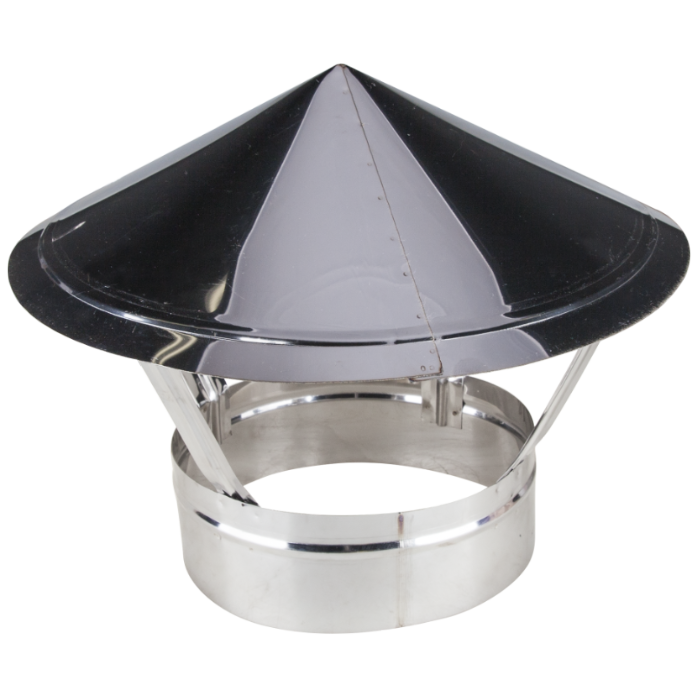 Capac Terminal Coș de Fum Inox 430 Ø 130 mm - Tablă 0,4 mm, Protecție Ploaie și Vânt