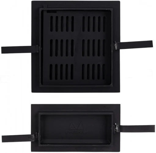 Ușă Sobă cu Cenușar Model Cerbi - 255 x 275 + 140 mm, Prindere Platbandă, Grătar Inclus