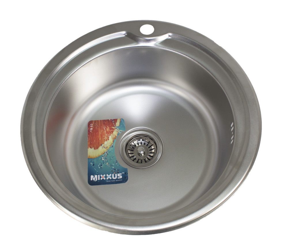 Chiuvetă Bucătărie Inox MIXXUS Z490-08-180MD - Rotundă, Oțel Inoxidabil, Finisaj Lustruit