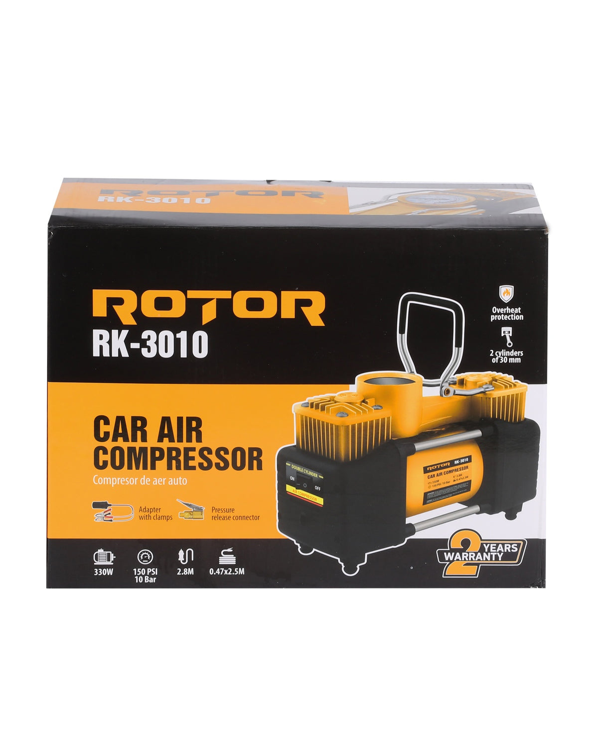 Compresor auto bicilindric ROTOR RK-3010, 30A, DC 12V, 10 Bar