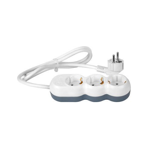 Prelungitor Wconn Home 10 m Alb/Gri - 3 Prize cu Împământare, Cablu 3 x 1,5 mmp, Protecție Copii