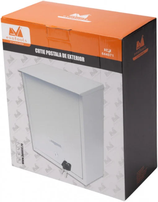 Cutie Poștală de Exterior 260 x 335 x 120 mm - Tablă Oțel Gri, Încuietoare, Fantă Corespondență