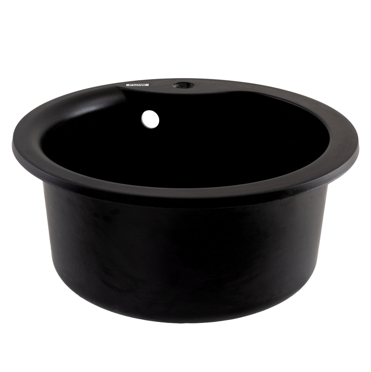 FCB-485WBM/1, Chiuveta de bucatarie din granit cu cuva rotunda, seria WAVE, Black/Metallic, 485x210 mm, FLOW