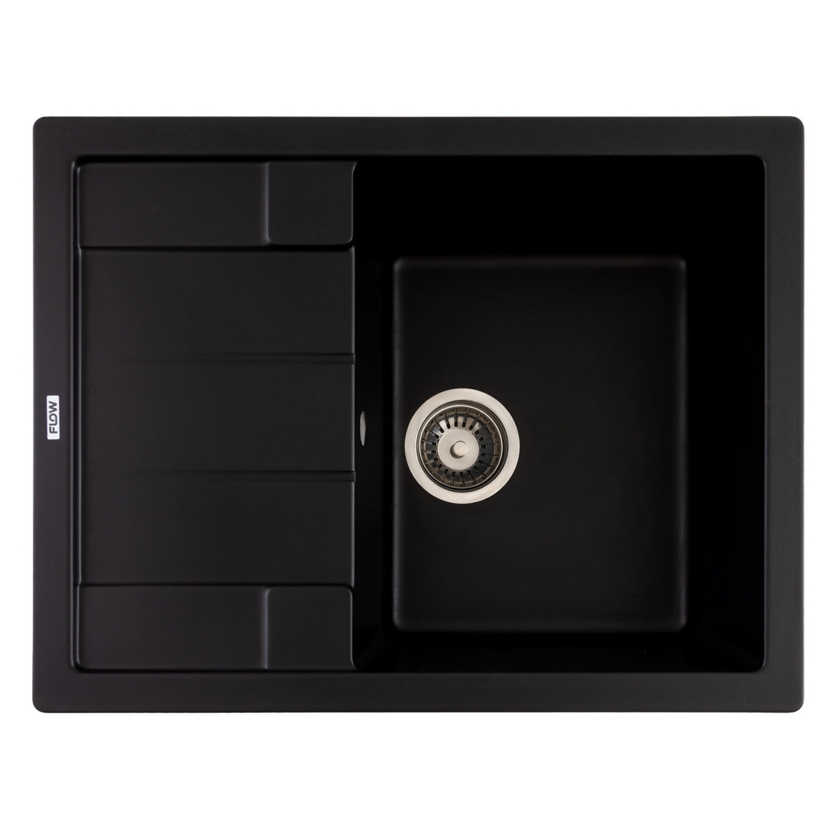 FCB-6449ABA/1T, Chiuveta de bucatarie din granit cu o cuva si scurgator, seria ANILA, Black/Anthracite, 645x495x200 mm, FLOW