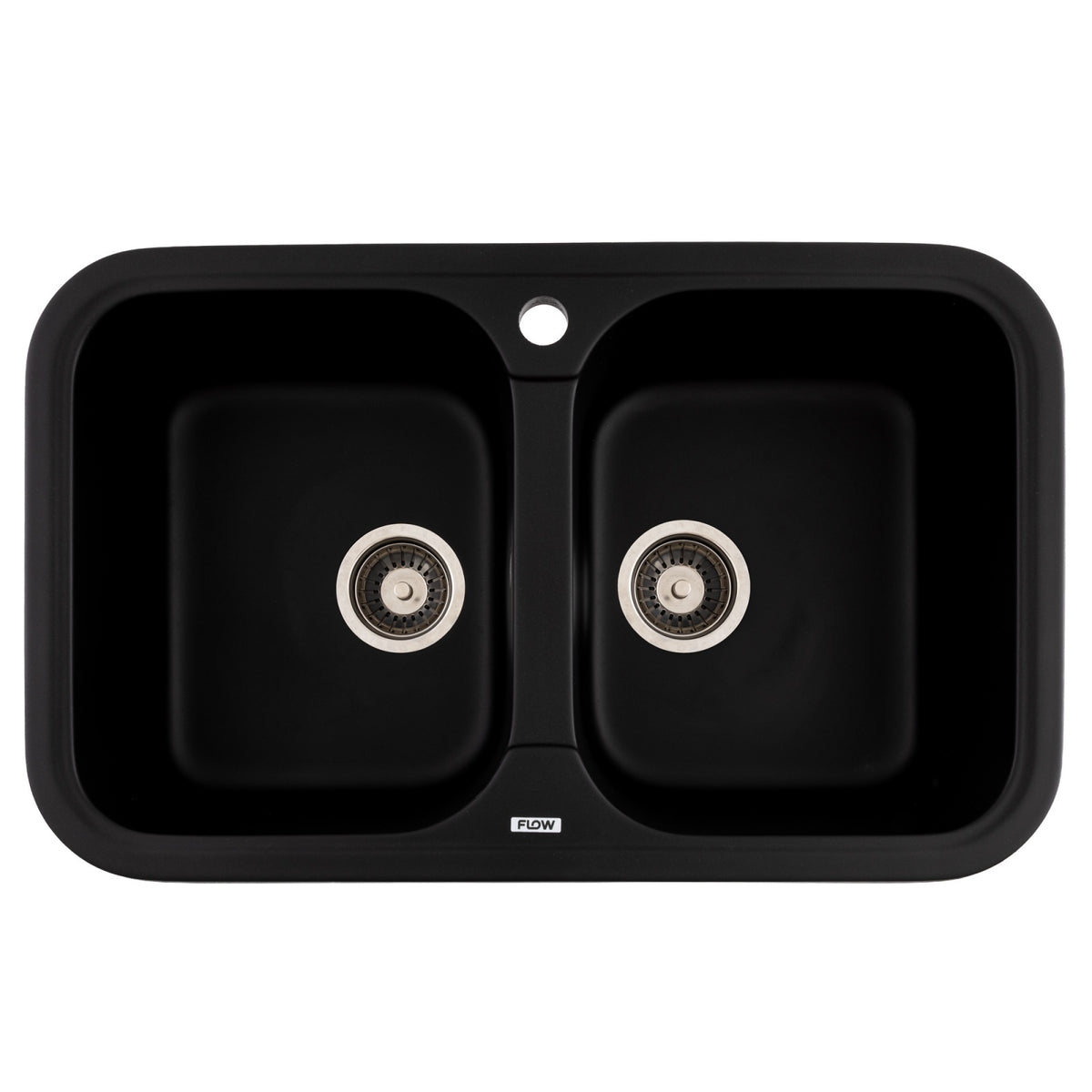 FCB-7647TBA/2, Chiuveta de bucatarie din granit cu doua cuve, seria TWINS, Black/Anthracite, 765x470x190 mm, FLOW