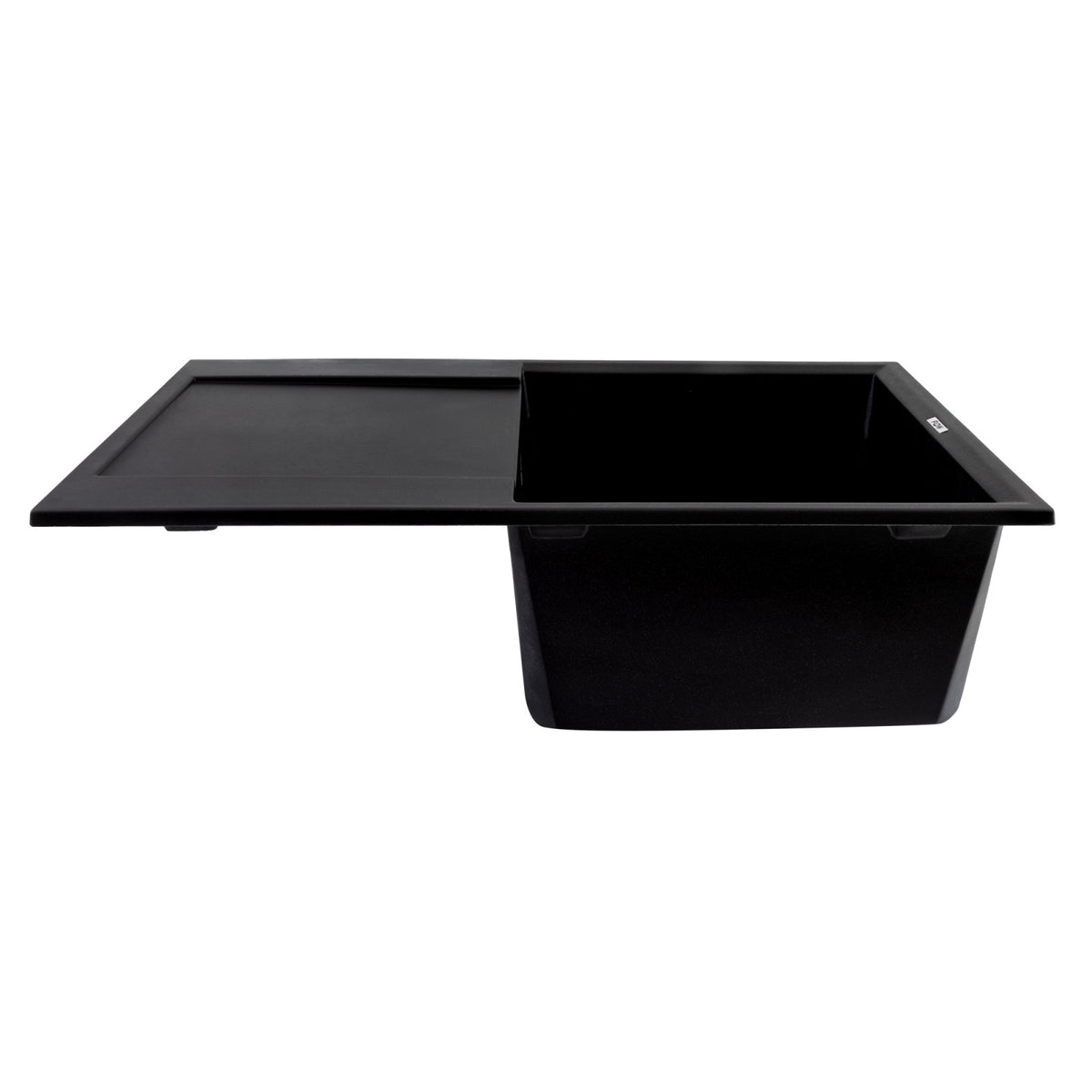 FCB-7849HBM/1T, Chiuveta de bucatarie din granit cu o cuva si scurgator, seria HORIZON, Black/Metallic 780x495x230 mm, FLOW