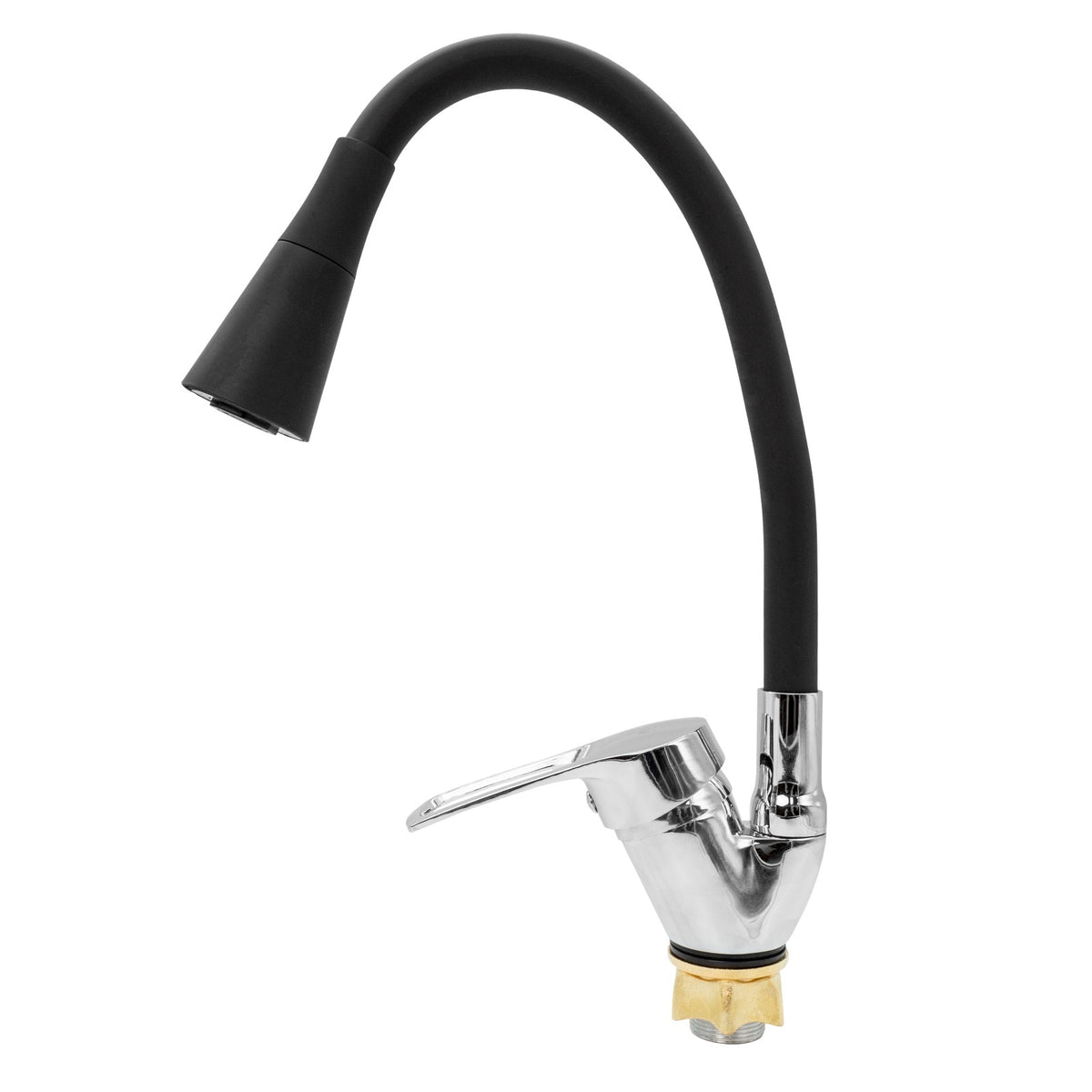 FL XI-CD452ZB, Baterie bucatarie cu pipa flexibila 2 functii, zinc, negru, FLOW
