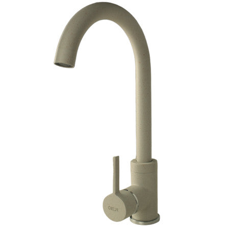 Baterie Bucătărie Fleko FZXC-MB410 Bej - Pipă Lebădă Pivotantă, Monocomandă, Cartuș 40 mm