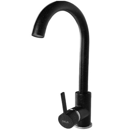 Baterie Bucătărie Fleko FZXC-MD410 Negru - Pipă Lebădă Pivotantă, Monocomandă, Cartuș 40 mm