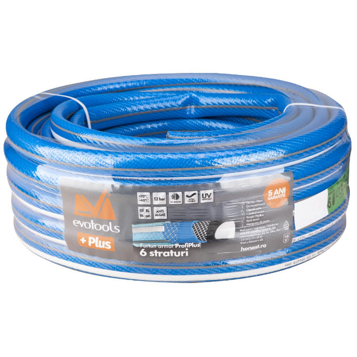 Furtun Grădină Armat Profi Plus 3/4 inch 50 m - PVC cu Inserție Textilă, Presiune Lucru 12 bar