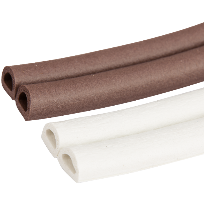 Garnitură Autoadezivă EPDM 1008 Profil D 2 x 50 m - Lățime 9 mm, Grosime 6 mm, Albă, Uși și Ferestre