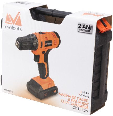 Bormașină cu 2 Acumulatori EvoTools - 21+1 Trepte Cuplu, Cutie de Viteze, Găurire și Înșurubare