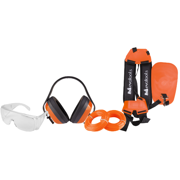 Kit Accesorii Motocoasă 2 - Ochelari, Căști Protecție, 2 Role Fir Nylon, Ham cu Protecție Dorsală