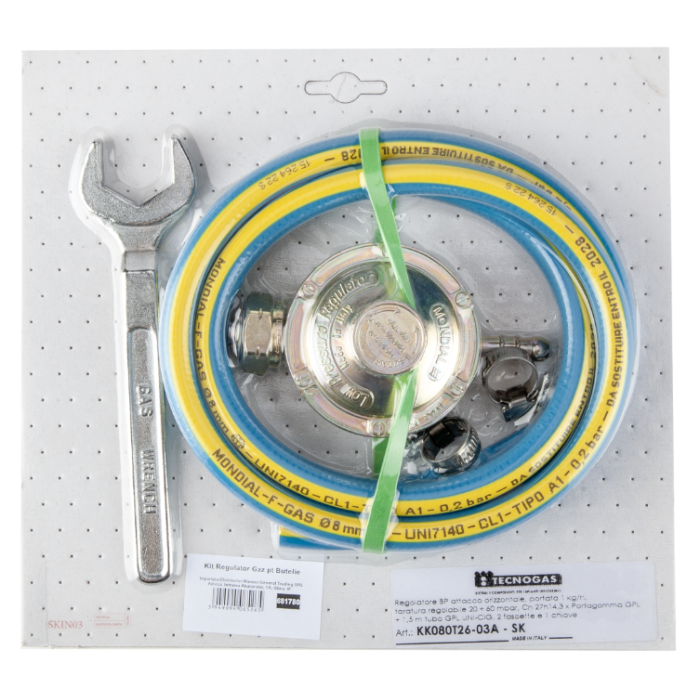 Kit Regulator Gaz pentru Butelie 1/2 inch - Furtun 1500 mm, Presiune Constantă, Aragaz și Butelie