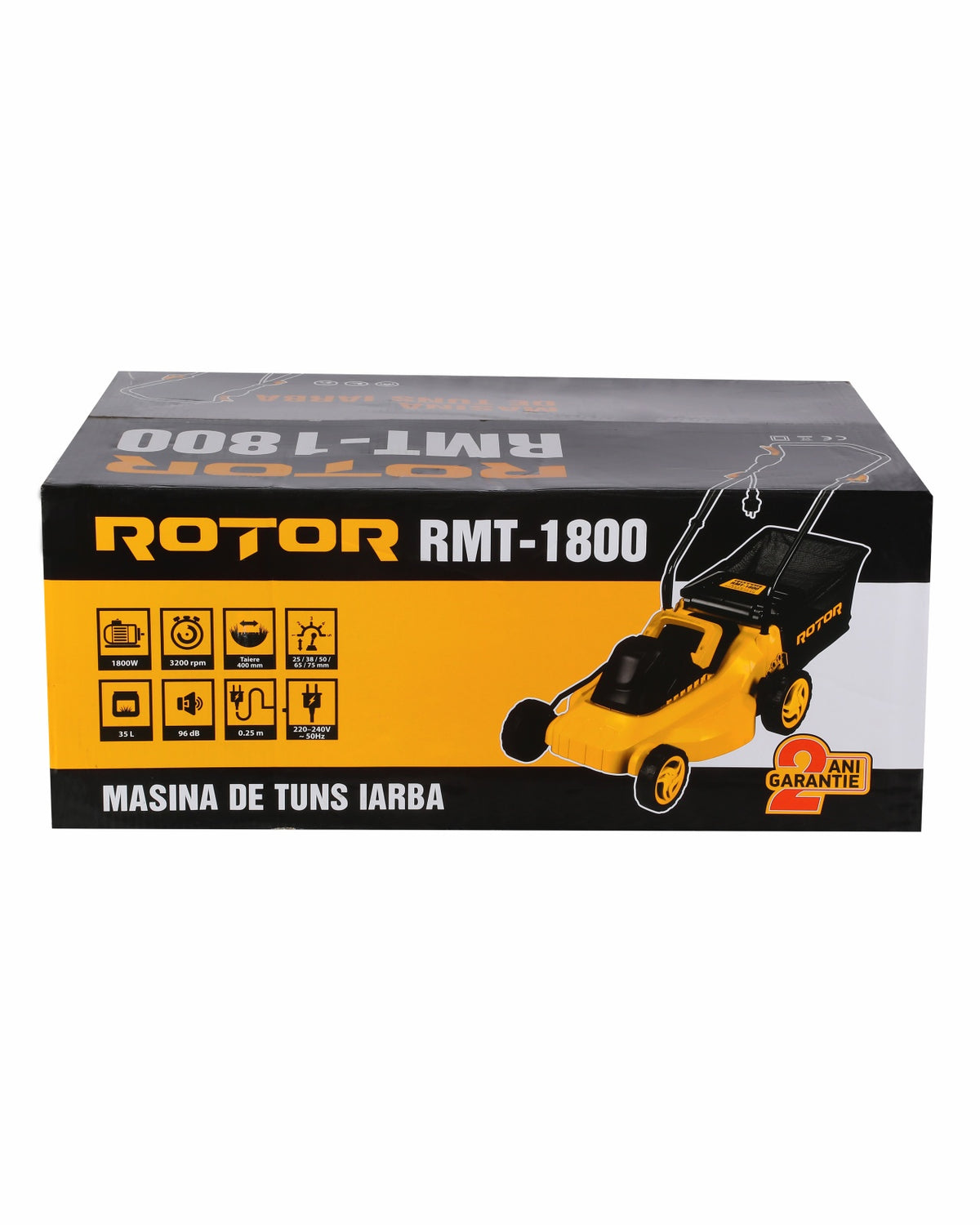 Mașină de tuns iarba ROTOR RMT-1800, 1800W, 35 L, reglaj inaltime pe 5 trepte 25 / 38 / 50 / 65 / 75 mm