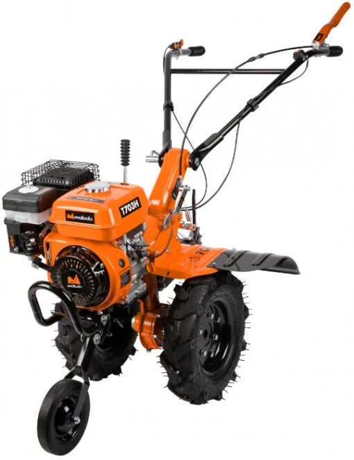 Motocultor EvoTools T703H cu Roți de Transport - Ghidaj Coarne 3 Poziții, Arat Teren Mare