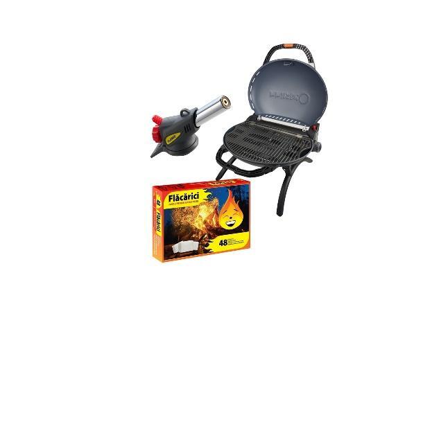 Pachet Grătar Portabil O-Grill 500 Gold + Cap Aprindere + Pastile de Aprins - Ofertă
