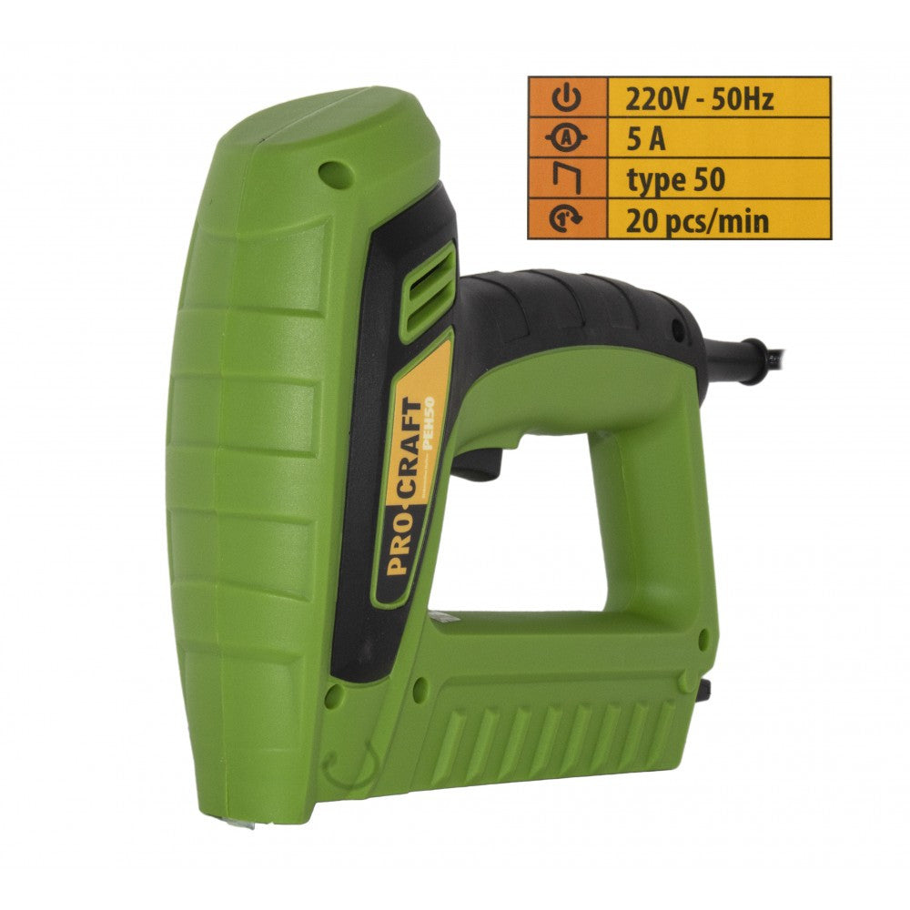 Capsator Electric ProCraft PEH50 - Greutate 1,3 kg, Design Ergonomic, Birou și Atelier