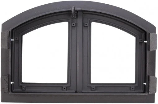 Ușă Cuptor Pizza cu Geam Model Grecesc 536 x 358 mm - Fontă, Fixare cu Cleme, Montaj Ușor