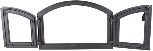 Ușă Cuptor Pizza cu Geam Model Grecesc 536 x 358 mm - Fontă, Fixare cu Cleme, Montaj Ușor