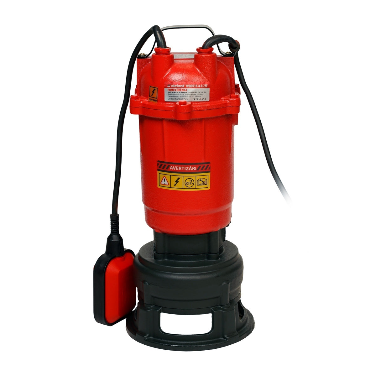 Pompa de drenaj submersibila ELEFANT WQDS15-8-0.75F, 750W, 300 l/min, inaltime refulare 11 m