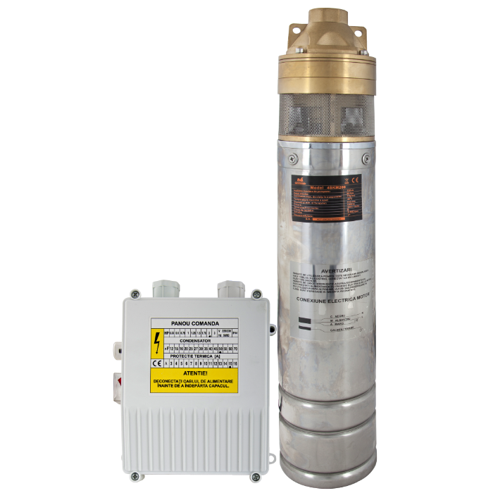 Pompă Submersibilă 4" Centrifugală EvoSanitary 750 W - Panou de Comandă, Apă Curată din Puț Forat