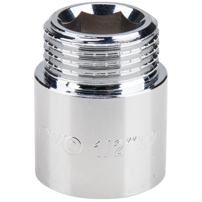 Prelungitor Alamă Cromată 1/2 inch x 30 mm - Filet Interior-Exterior, Instalații Sanitare