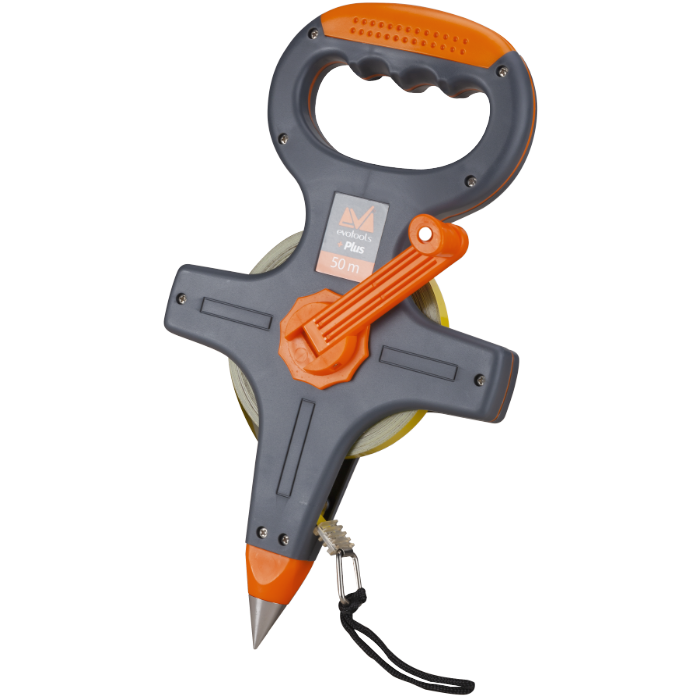 Ruletă cu Vârf EvoTools +Plus 50 m - Bandă Metalică 10 mm, Clasa II, Protecție Acrilică Anticorozivă
