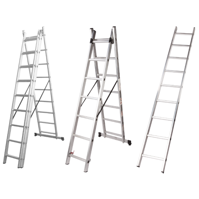 Scară Aluminiu EvoTools 1 Tronson x 11 Trepte - Înălțime 310 cm, Utilă 295 cm, 150 kg