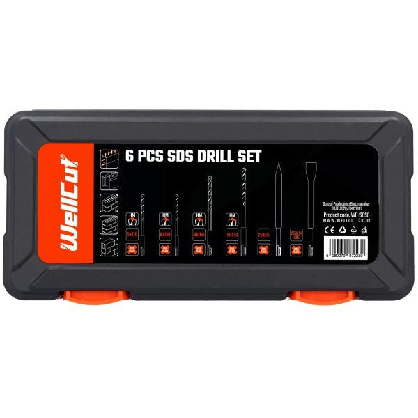 Set dalta burghie spit SDS pentru rotopercutor WELLCUT WC-SDS6, 6 piese