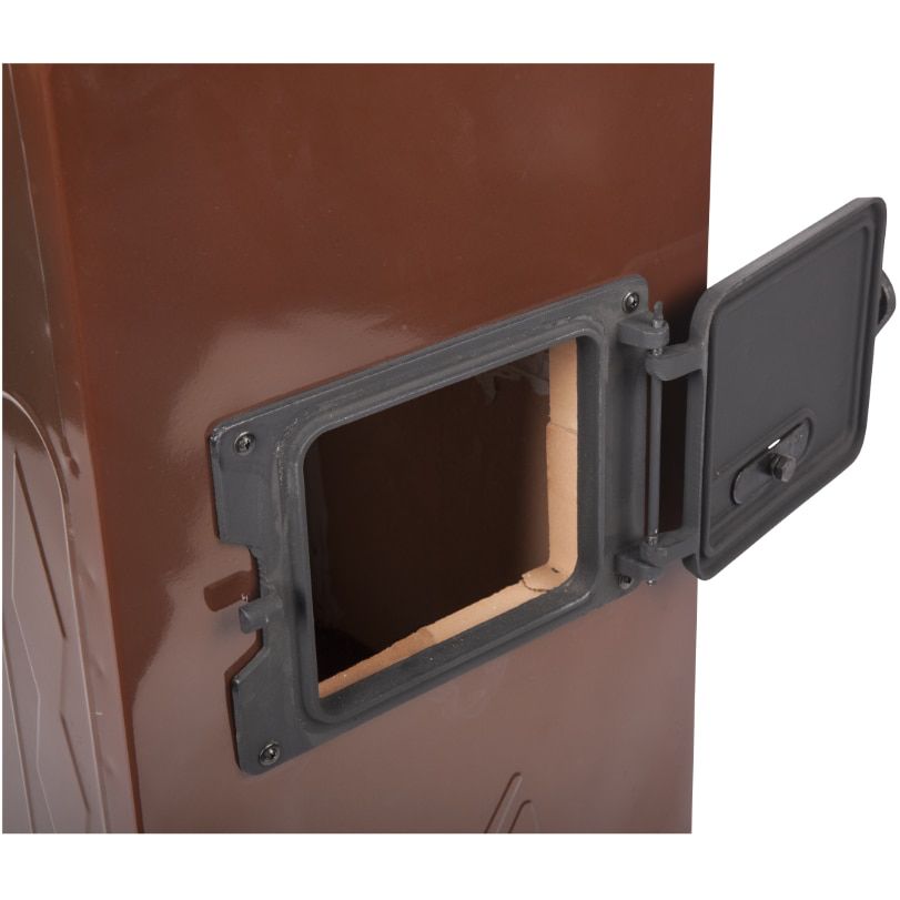 Sobă pe Lemne din Tablă Emailată 7,7 kW - 375 x 890 x 375 mm, Șamotată, Neagră, Plită Oțel