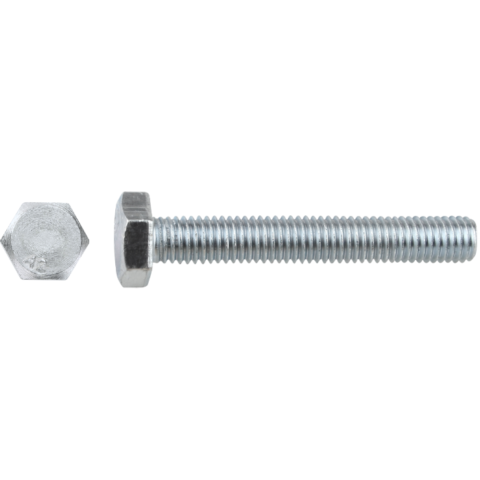 Șurub Cap Hexagonal DIN 933 M16 x 40 mm - Oțel Zincat Clasa 4.8, Filet Metric Complet