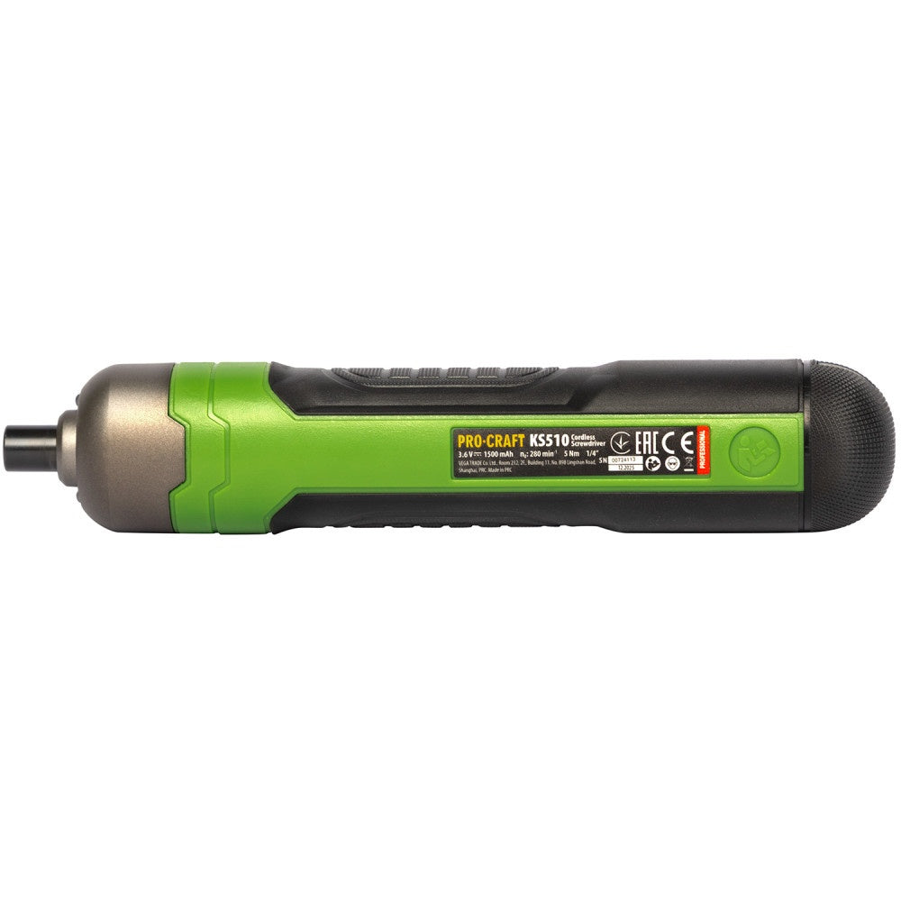 Surubelnita electrica cu acumulator PROCRAFT KS510, 3,6 V / 1,5 Ah, 5 Nm, USB Type-C, 28 biti si cutie de transport