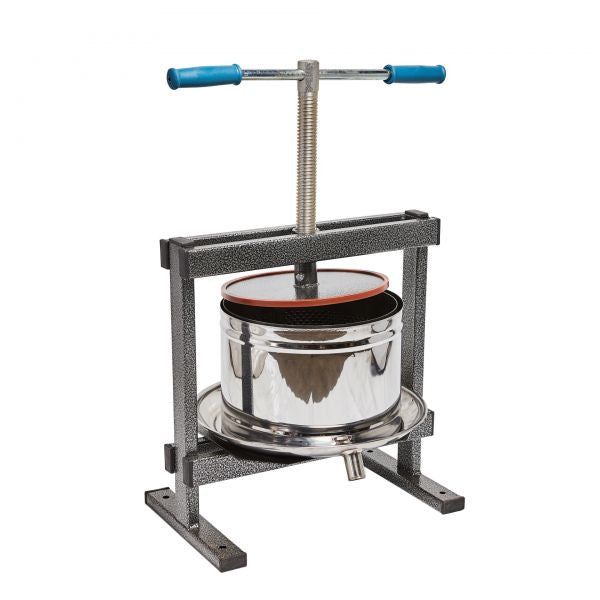 Teasc Presă Struguri Vilen Inox 10 L cu Picioare - Tavă Scurgere 37 x 32 cm, Corp Ø 25 cm