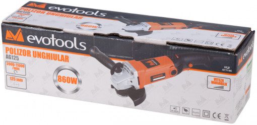 Polizor Unghiular Flex cu Variator EvoTools AG125 - 860 W, Disc Ø 125 mm, Șlefuire și Polizare