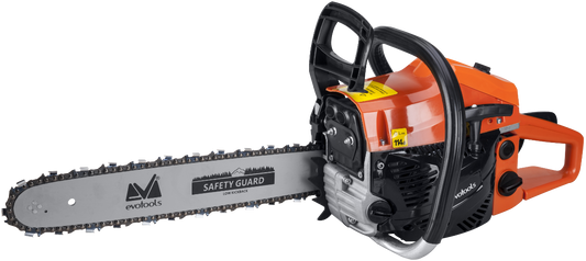 Drujbă pe Benzină EvoTools 3,3 CP - Motor 2 Timpi 58 cc, Lamă 400 mm, 5 Accesorii Incluse