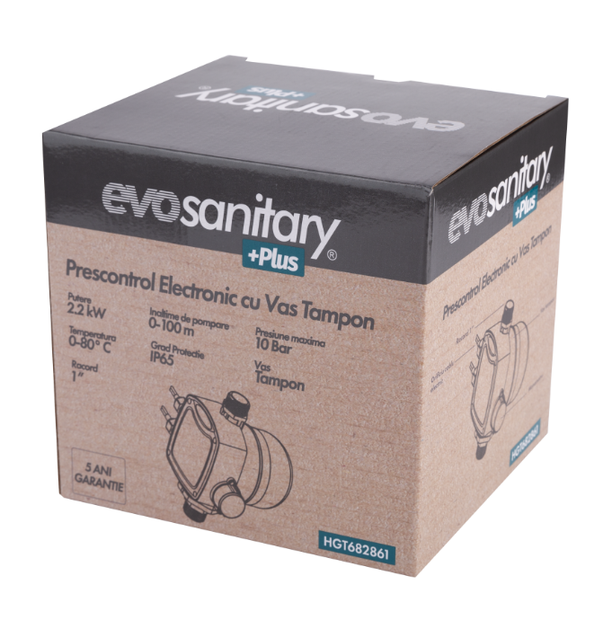 Prescontrol Electronic cu Vas Tampon - Control Automat Pompă, Protecție Mers în Gol