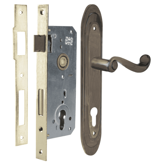 Broască cu Cilindru și Șilduri EvoTools - Bronz Antic, Interax 85 mm, 178 x 69 mm, Oțel