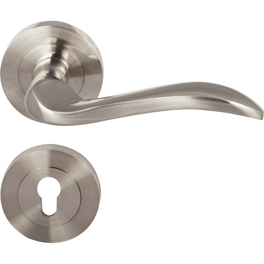 Mâner de Ușă Selena EvoTools cu Rozetă pentru Cilindru - Nichel Satin, Rozetă Ø 54 mm