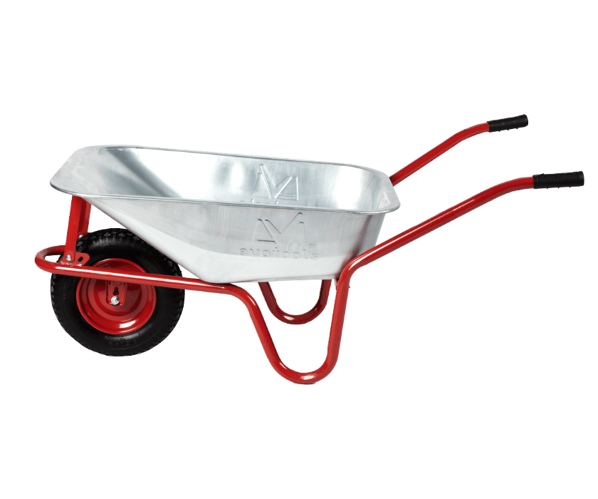 Roabă EvoTools 6888 - Cuvă Zincată 80 L, Roată Pneumatică 3.50-8, Jantă Metalică, Grădină