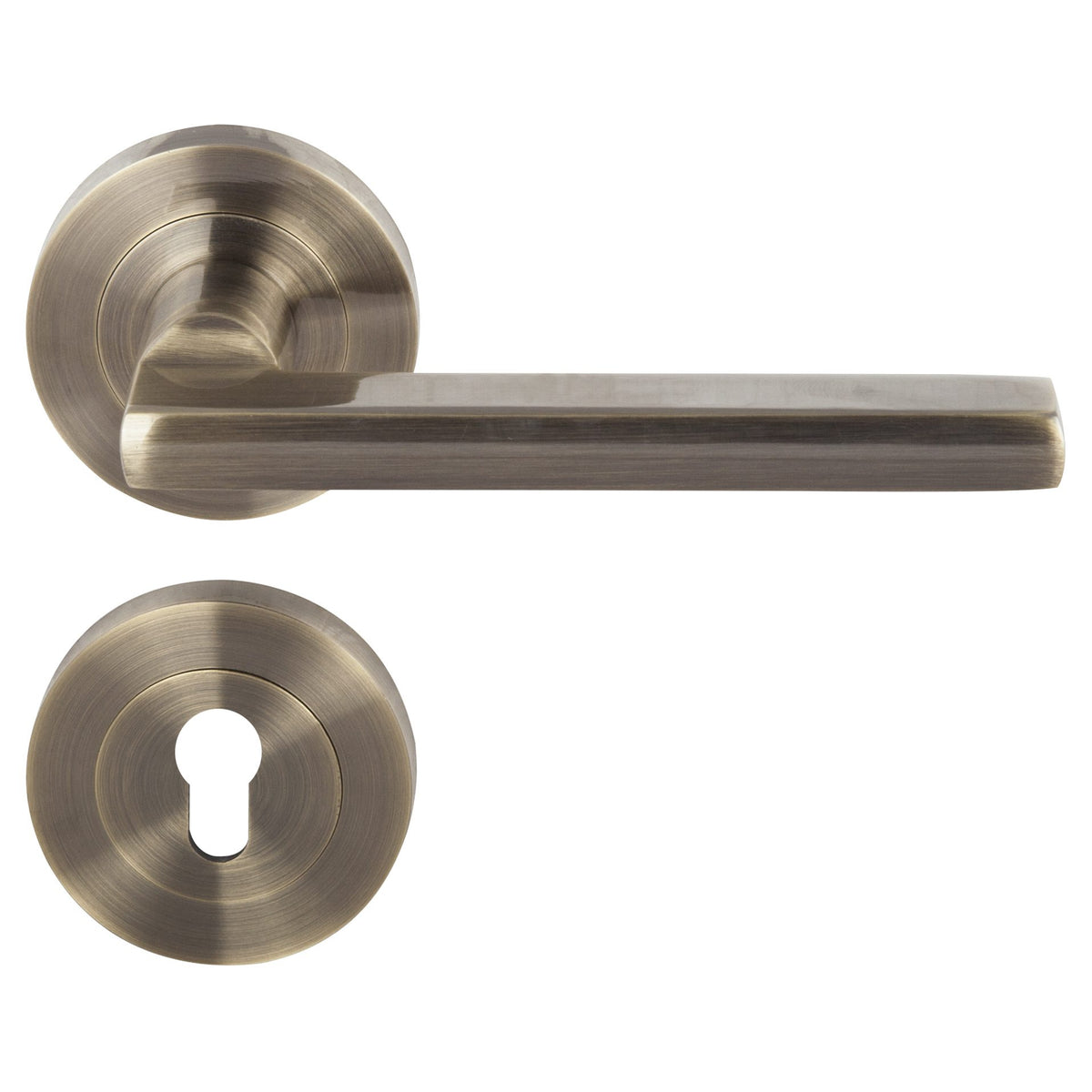 Mâner de Ușă Electra EvoTools cu Rozetă pentru Cilindru - Bronz Antic, Foaie Ușă 35-50 mm